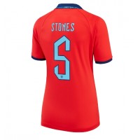 Camiseta Inglaterra John Stones #5 Visitante Equipación para mujer Mundial 2022 manga corta